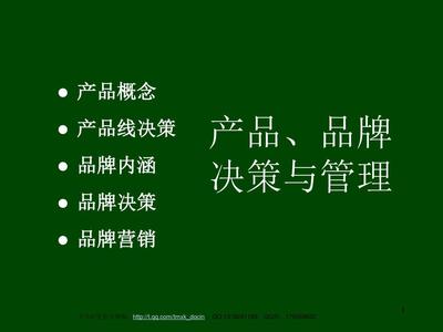 产品、品牌决策与管理